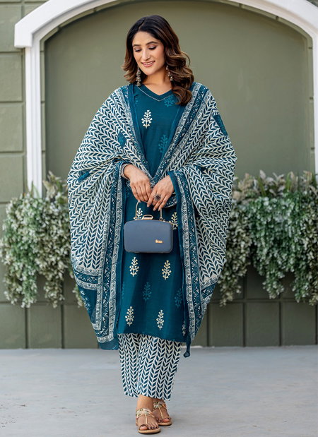 Morpich Colour Cotton Blend With Print Kurti With Pant Dupatta Wholesale Onlinne Aaradhna 2029